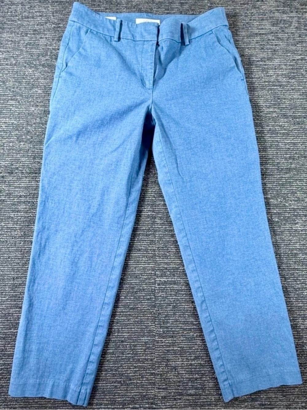 LOFT Chambray Cropped Straight-Leg Pants in Light Blue
